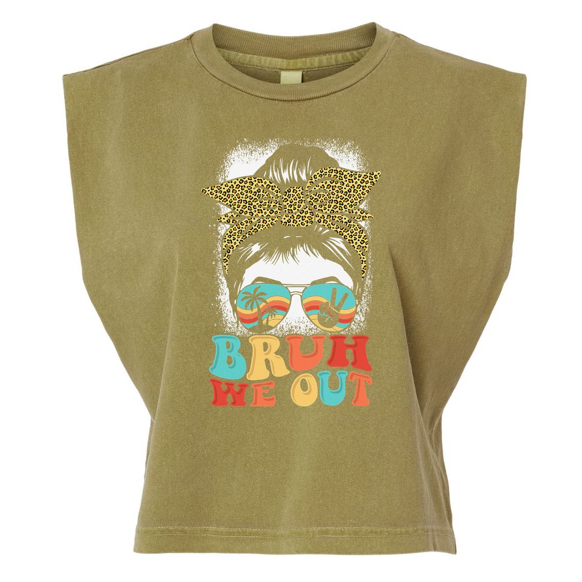 Bruh We Out Coquette Bow Happy Last Day Of School Summer Garment-Dyed Women's Muscle Tee