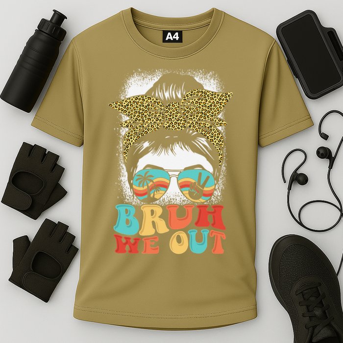 Bruh We Out Coquette Bow Happy Last Day Of School Summer Cooling Performance Crew T-Shirt