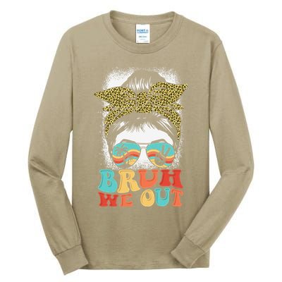Bruh We Out Coquette Bow Happy Last Day Of School Summer Tall Long Sleeve T-Shirt
