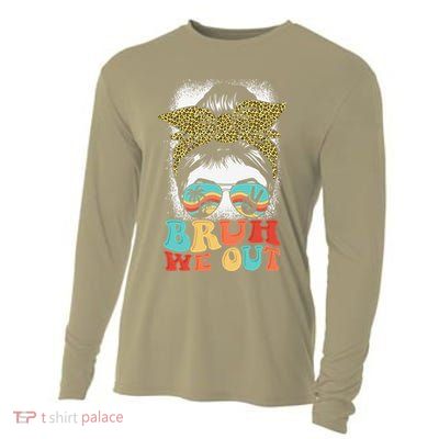 Bruh We Out Coquette Bow Happy Last Day Of School Summer Cooling Performance Long Sleeve Crew