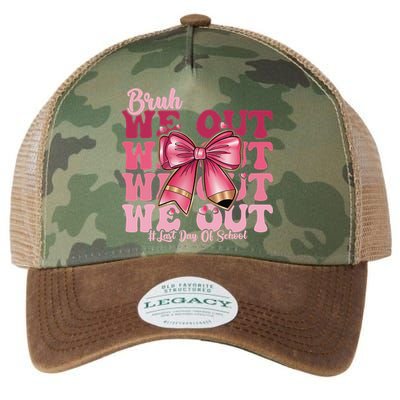Bruh We Out Happy Last Day Of School Coquette Bow Summer Legacy Tie Dye Trucker Hat