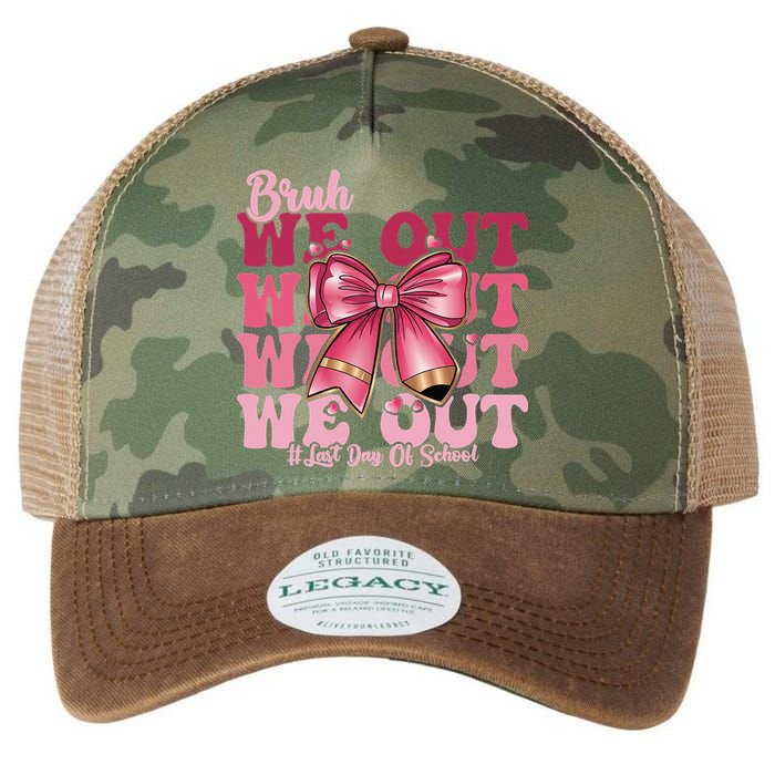 Bruh We Out Happy Last Day Of School Coquette Bow Summer Legacy Tie Dye Trucker Hat