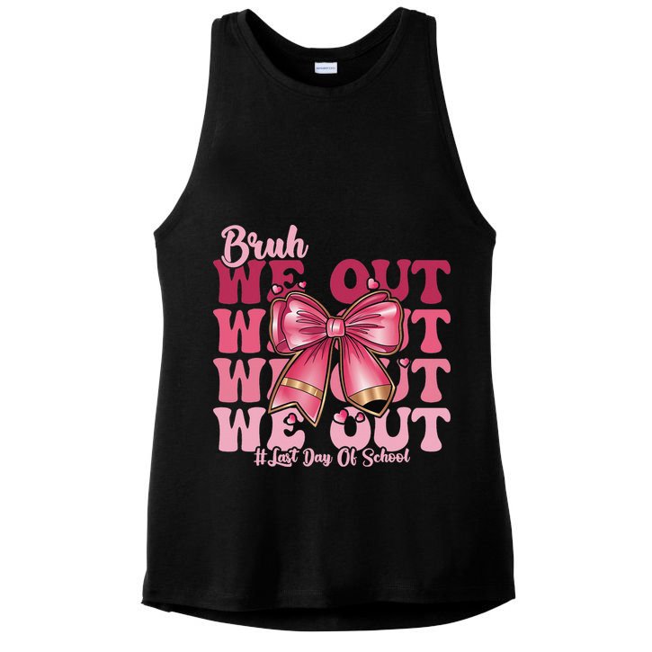Bruh We Out Happy Last Day Of School Coquette Bow Summer Ladies PosiCharge Tri-Blend Wicking Tank