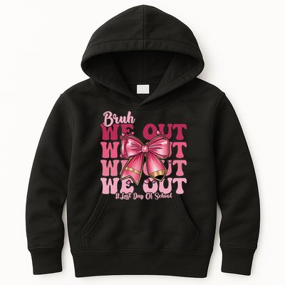 Bruh We Out Happy Last Day Of School Coquette Bow Summer Kids Hoodie