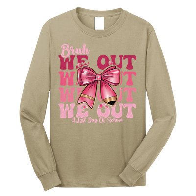 Bruh We Out Happy Last Day Of School Coquette Bow Summer Long Sleeve Shirt