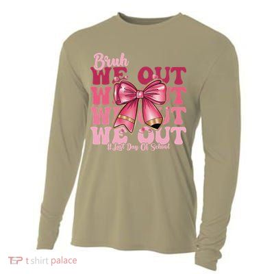 Bruh We Out Happy Last Day Of School Coquette Bow Summer Cooling Performance Long Sleeve Crew