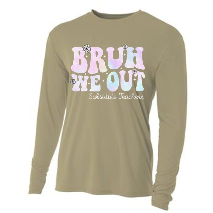 Bruh We Out Substitute Teachers Happy Last Day Of School Cooling Performance Long Sleeve Crew