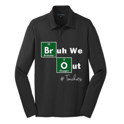 Bruh We Out Teachers Chemistry Periodic Table Element Summer Silk Touch Performance Long Sleeve Polo