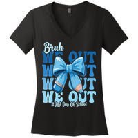 Bruh We Out Coquette Bow Happy Last Day Of School Women's V-Neck T-Shirt