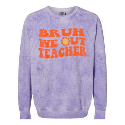 Bruh We Out Teachers Cute End Of School Year Teacher Summer Colorblast Crewneck Sweatshirt