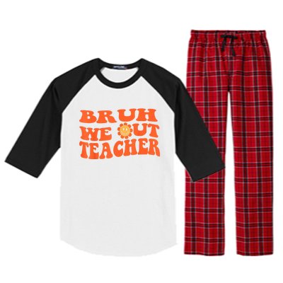 Bruh We Out Teachers Cute End Of School Year Teacher Summer Raglan Sleeve Pajama Set