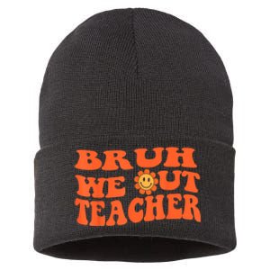 Bruh We Out Teachers Cute End Of School Year Teacher Summer Sustainable Knit Beanie