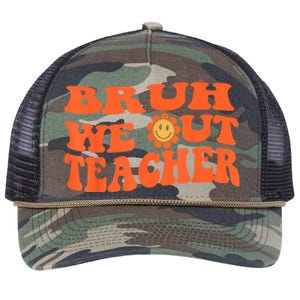 Bruh We Out Teachers Cute End Of School Year Teacher Summer Retro Rope Trucker Hat Cap