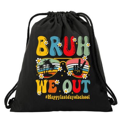 Bruh We Out Happy Last Day Of School Teacher Student Summer Drawstring Bag