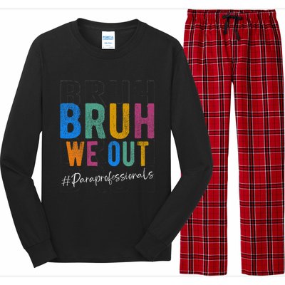 Bruh We Out Paraprofessionals Retro Last Day Of School Long Sleeve Pajama Set