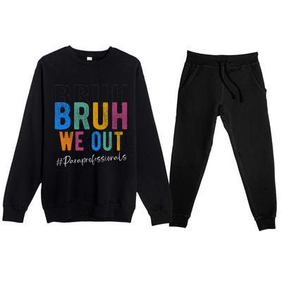 Bruh We Out Paraprofessionals Retro Last Day Of School Premium Crewneck Sweatsuit Set