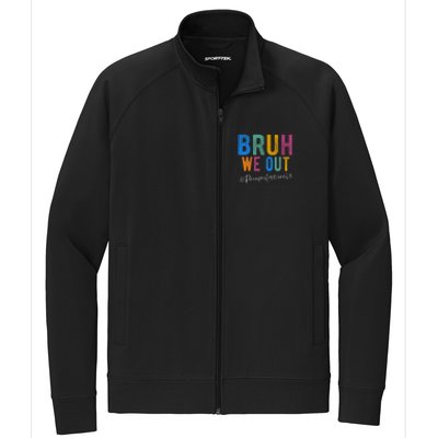 Bruh We Out Paraprofessionals Retro Last Day Of School Stretch Full-Zip Cadet Jacket