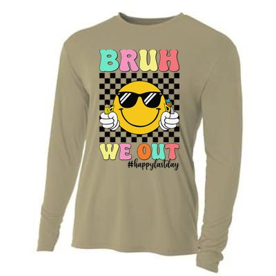 Bruh We Out Happy Last Day Of School Teacher Graduation Cooling Performance Long Sleeve Crew