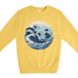 Blue Wave Of Cat Ladies For Kamala Meaningful Gift Premium Crewneck Sweatshirt