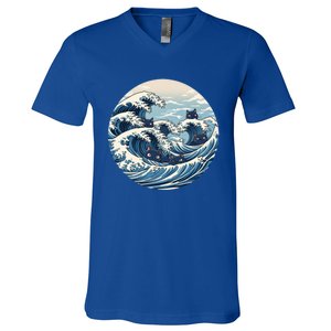 Blue Wave Of Cat Ladies For Kamala Meaningful Gift V-Neck T-Shirt