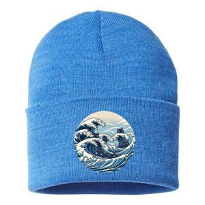 Blue Wave Of Cat Ladies For Kamala Meaningful Gift Sustainable Knit Beanie