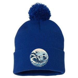 Blue Wave Of Cat Ladies For Kamala Meaningful Gift Pom Pom 12in Knit Beanie