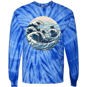 Blue Wave Of Cat Ladies For Kamala Meaningful Gift Tie-Dye Long Sleeve Shirt