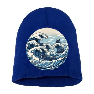 Blue Wave Of Cat Ladies For Kamala Meaningful Gift Short Acrylic Beanie