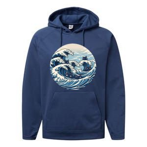 Blue Wave Of Cat Ladies For Kamala Meaningful Gift Performance Fleece Hoodie