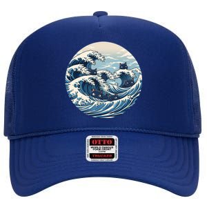 Blue Wave Of Cat Ladies For Kamala Meaningful Gift High Crown Mesh Back Trucker Hat