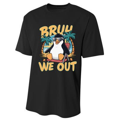 Bruh We Out Teachers Happy Last Day Of School Penguin Summer Performance Sprint T-Shirt