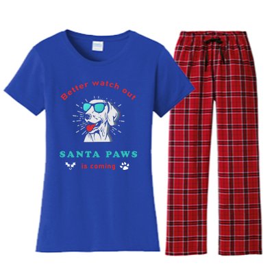 Better Watch Out Santa Paws Is Coming Vintage Christmas Gift Women's Flannel Pajama Set