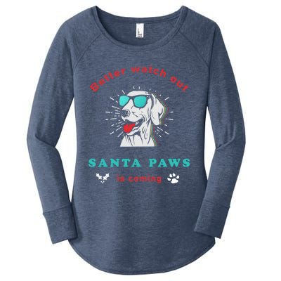 Better Watch Out Santa Paws Is Coming Vintage Christmas Gift Women's Perfect Tri Tunic Long Sleeve Shirt