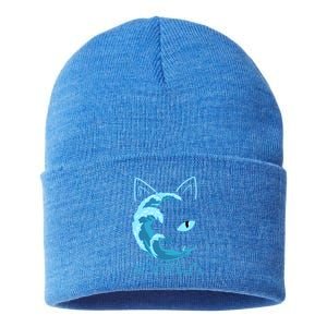 Blue Wave Of Cat Ladies Kamala Cat Typography Alphabet Cute Gift Sustainable Knit Beanie