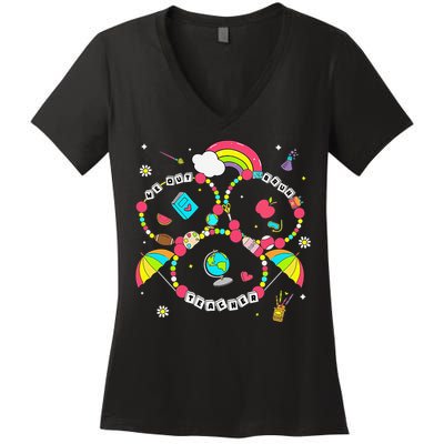 Bruh We Out Teachers Friendship Bracelet Last Day Of School Women's V-Neck T-Shirt