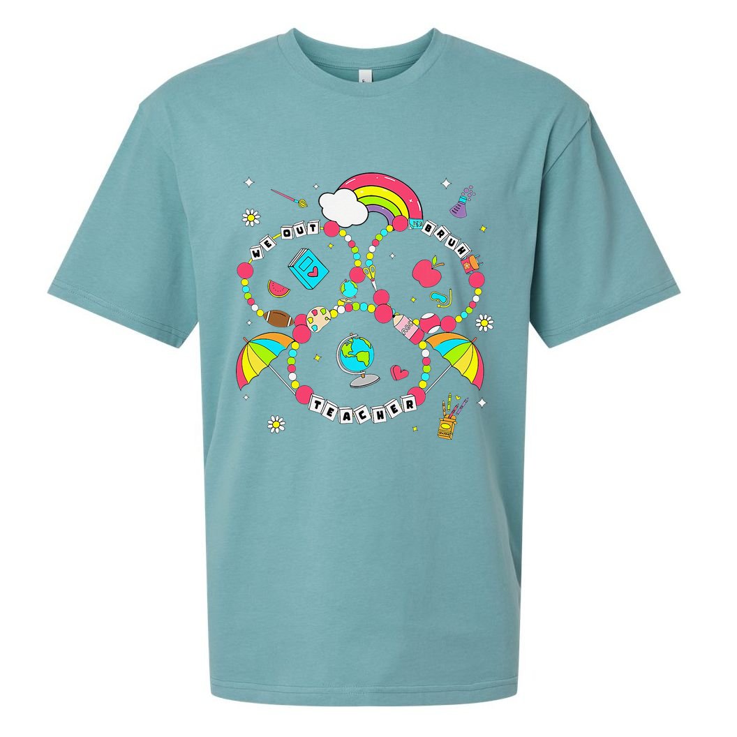 Bruh We Out Teachers Friendship Bracelet Last Day Of School Sueded Cloud Jersey T-Shirt