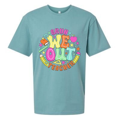 Bruh We Out Teacher Summer Last Dat Of School Sueded Cloud Jersey T-Shirt