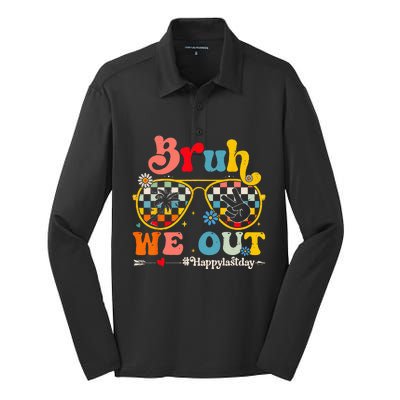 Bruh We Out Happy Last Day Of School Teacher Boy Girl Summer Silk Touch Performance Long Sleeve Polo