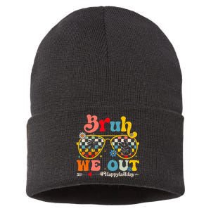 Bruh We Out Happy Last Day Of School Teacher Boy Girl Summer Sustainable Knit Beanie