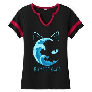 Blue Wave Of Cat Ladies Kamala Cat Typography Alphabet Cute Ladies Halftime Notch Neck Tee