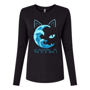 Blue Wave Of Cat Ladies Kamala Cat Typography Alphabet Cute Womens Cotton Relaxed Long Sleeve T-Shirt