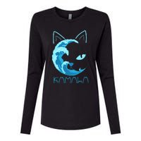 Blue Wave Of Cat Ladies Kamala Cat Typography Alphabet Cute Womens Cotton Relaxed Long Sleeve T-Shirt