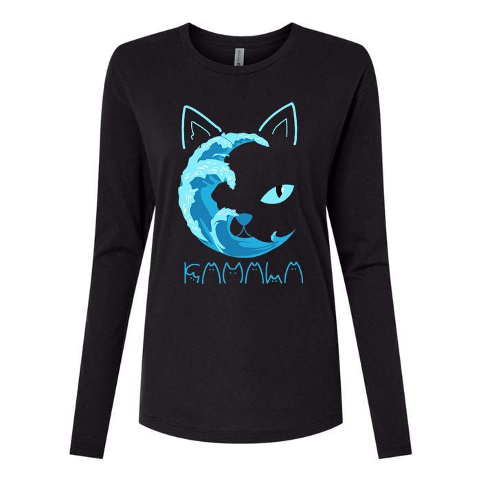 Blue Wave Of Cat Ladies Kamala Cat Typography Alphabet Cute Womens Cotton Relaxed Long Sleeve T-Shirt