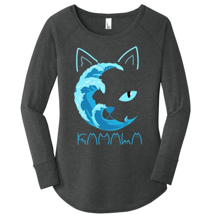 Blue Wave Of Cat Ladies Kamala Cat Typography Alphabet Cute Women's Perfect Tri Tunic Long Sleeve Shirt