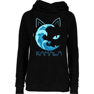 Blue Wave Of Cat Ladies Kamala Cat Typography Alphabet Cute Womens Funnel Neck Pullover Hood