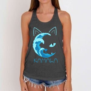 Blue Wave Of Cat Ladies Kamala Cat Typography Alphabet Cute Women's Knotted Racerback Tank