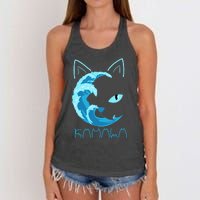 Blue Wave Of Cat Ladies Kamala Cat Typography Alphabet Cute Women's Knotted Racerback Tank