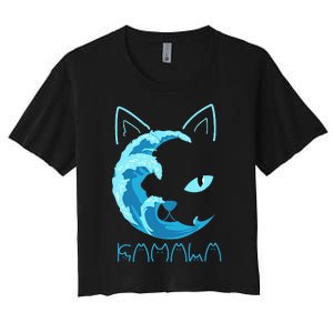 Blue Wave Of Cat Ladies Kamala Cat Typography Alphabet Cute Women's Crop Top Tee