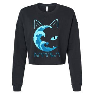 Blue Wave Of Cat Ladies Kamala Cat Typography Alphabet Cute Cropped Pullover Crew