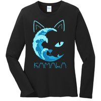 Blue Wave Of Cat Ladies Kamala Cat Typography Alphabet Cute Ladies Long Sleeve Shirt